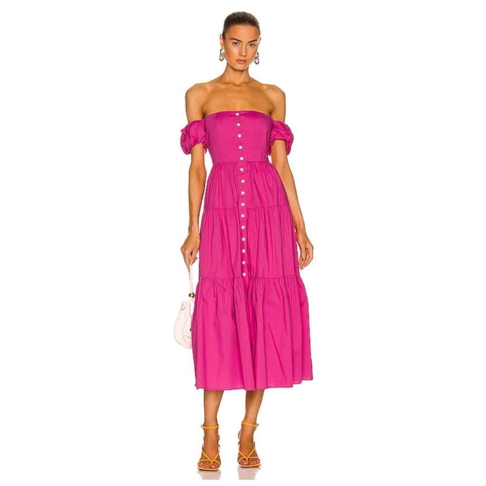 Staud Elio Puff-Sleeve Prairie Dress Size 6